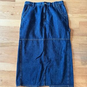 Madewell Denim Carpenter Maxi Skirt in Handlon Wash | Size 31